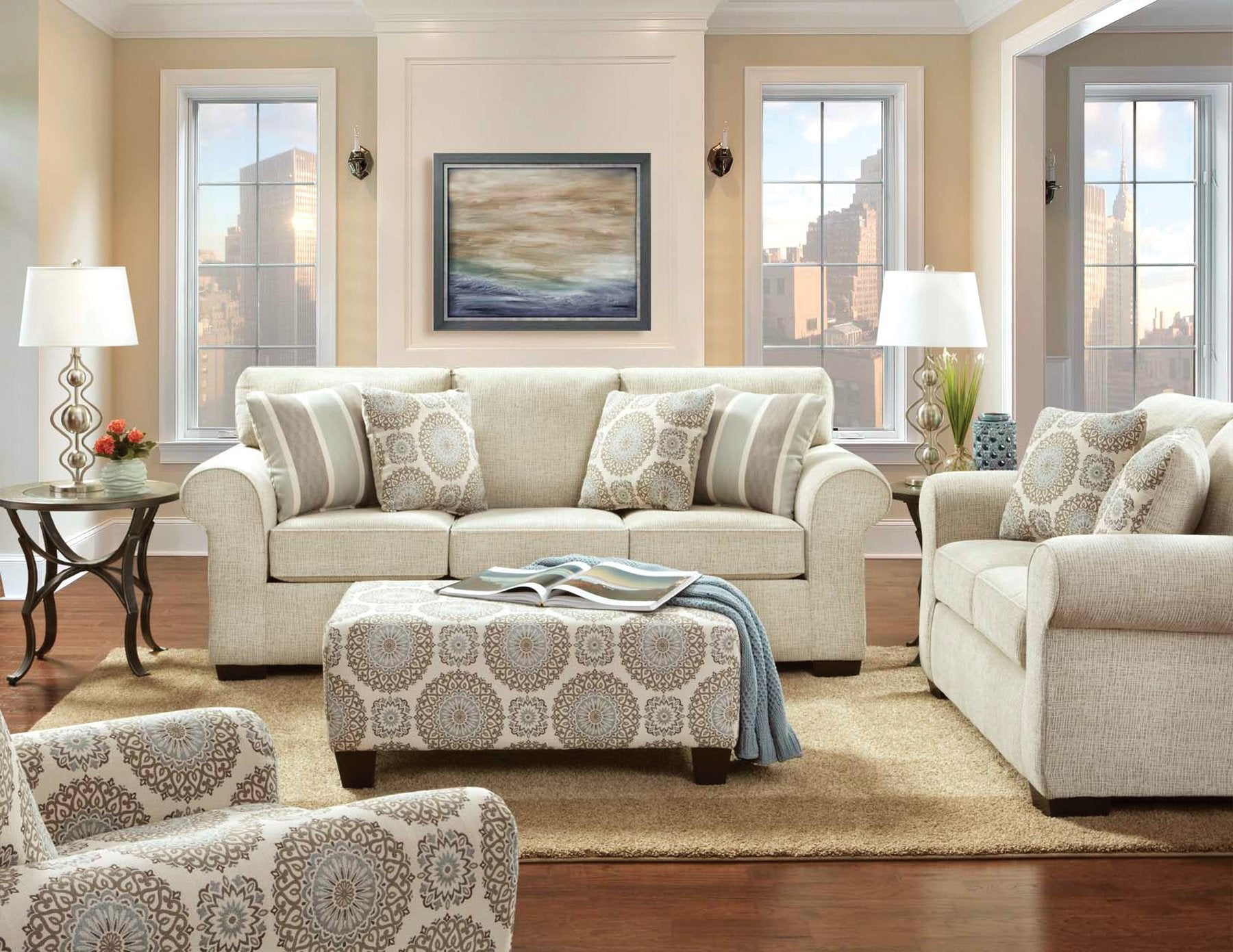Charisma Linen Sofa and Loveseat