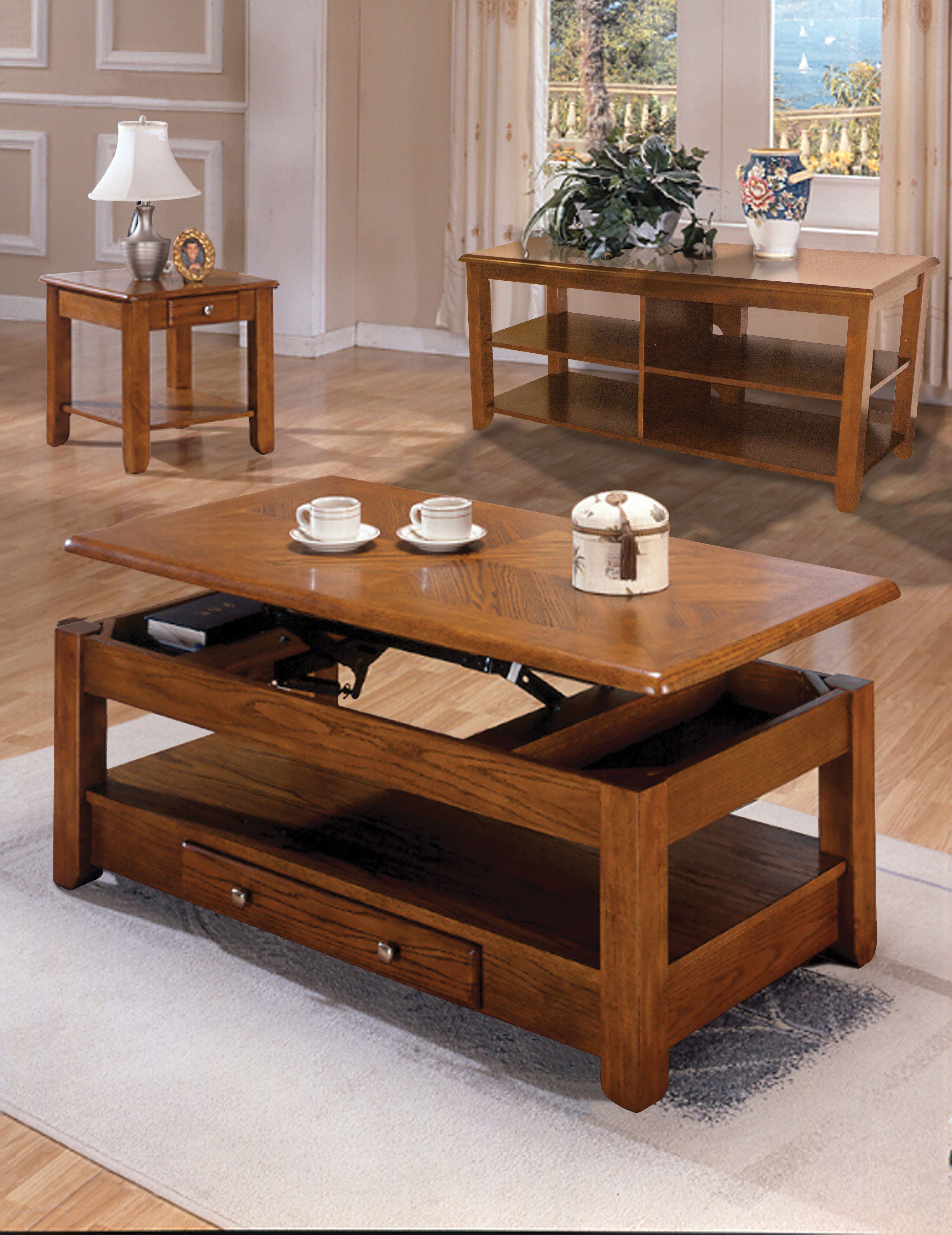 Lift Top Oak Cocktail Table