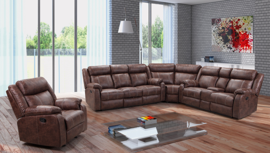 Buckskin 3 Piece Sectional and Glider Recliner